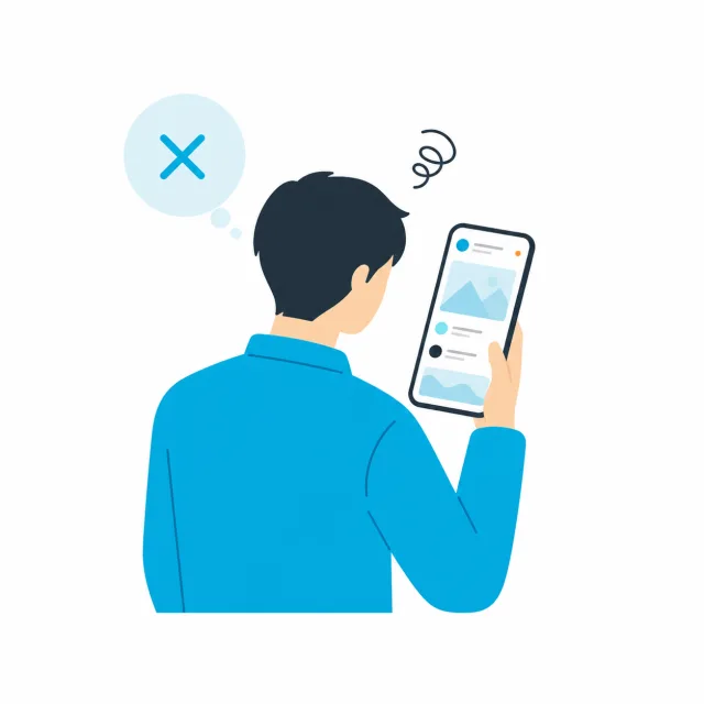 スマートフォンでSNSを見ているものの予約ボタンが見つからない様子