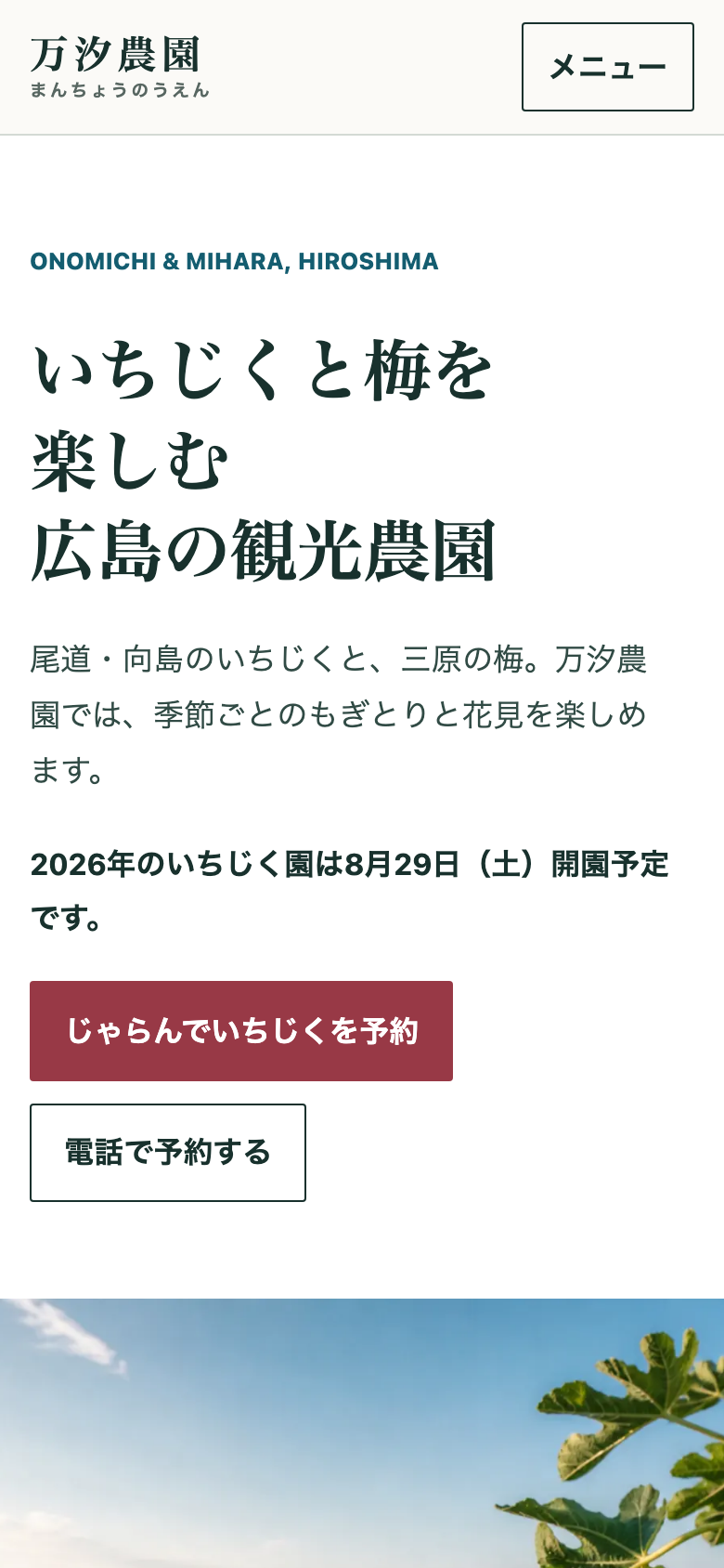 観光農園・果物狩りのホームページ完成イメージ